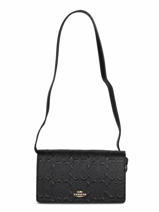Coach Handbags - Coach Black Embossed Signature Leather Crossbody with Gold Hardware